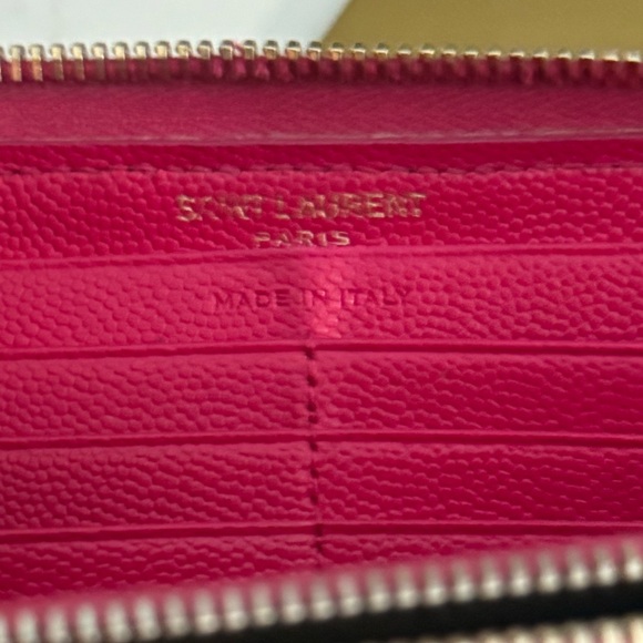 Saint Laurent Paris authentic round zipper long wallet fuchsia pink cowhide - Picture 15 of 16